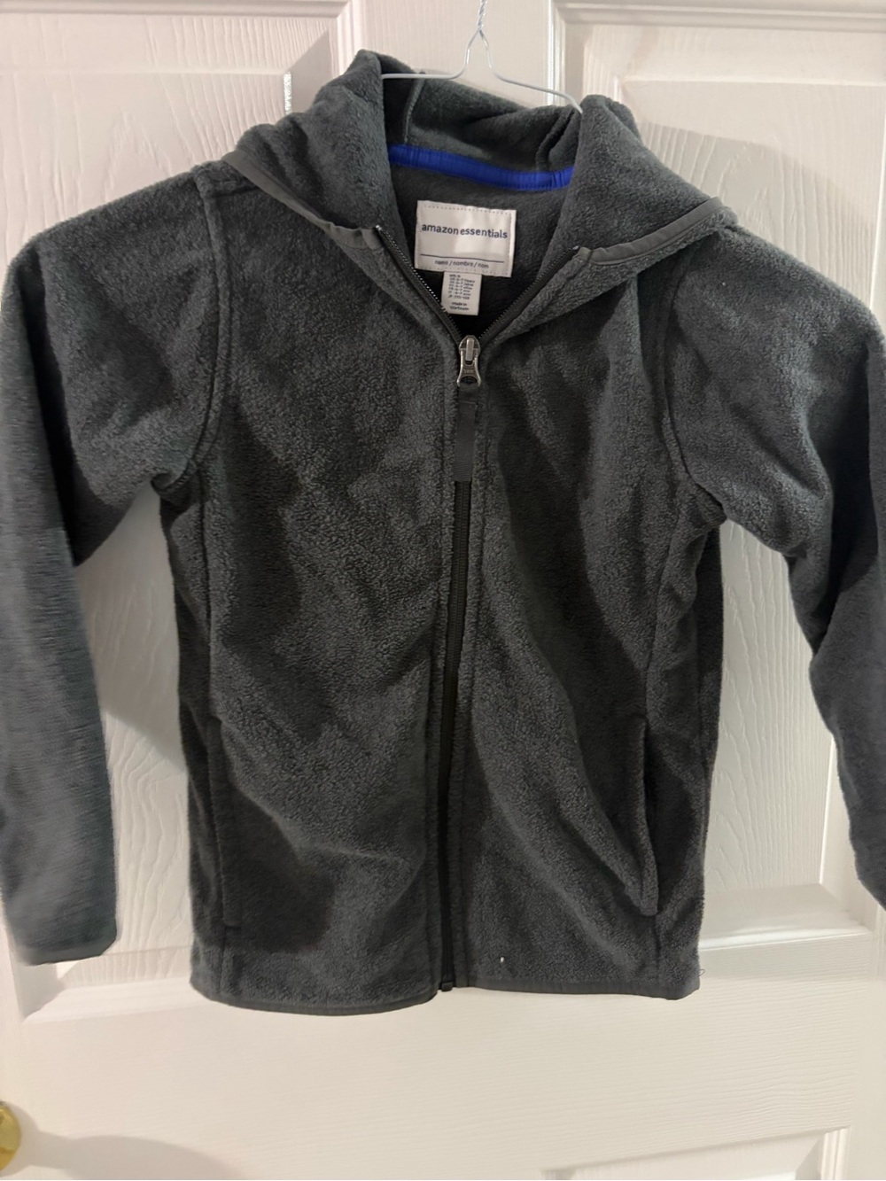 Amazon Essentials Kids Charcoal Gray Full-Zip Fleece Hoodie